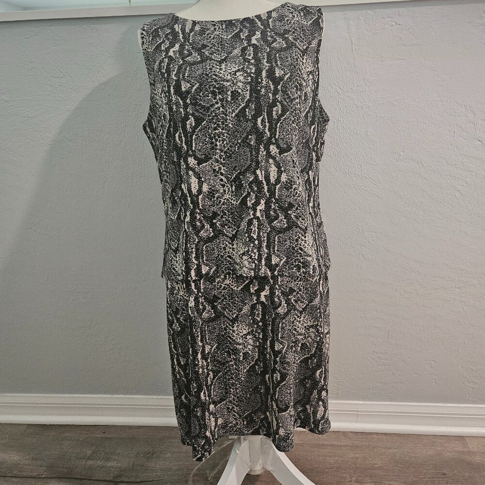 SCARLETT SNAKESKIN SHIMMERY PRINT DRESS SHIFT STRETCH